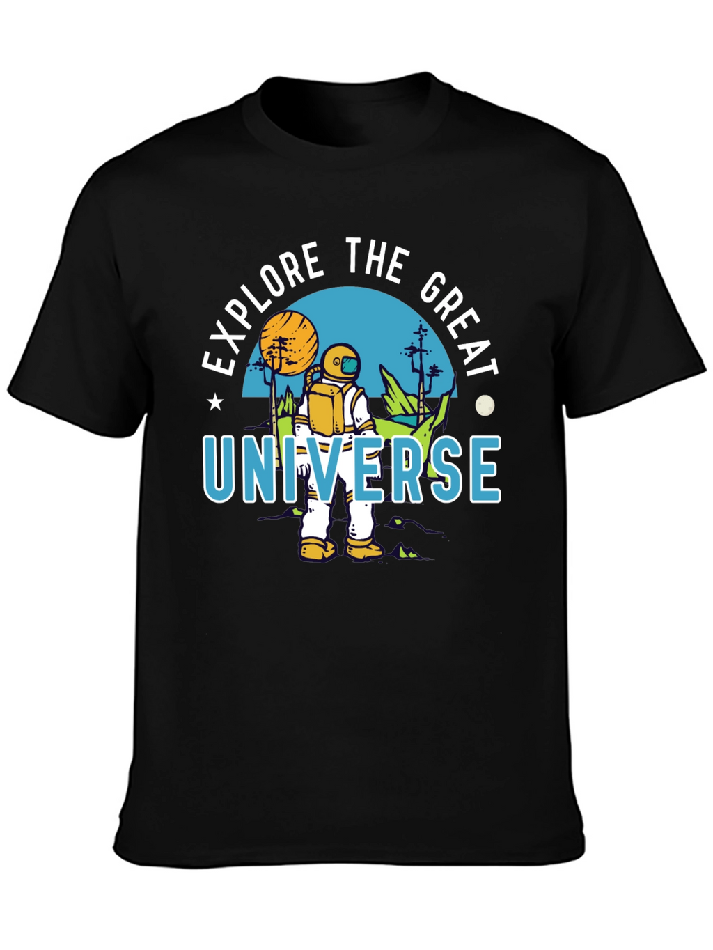 Explore the Great Universe Black Graphic T-Shirt