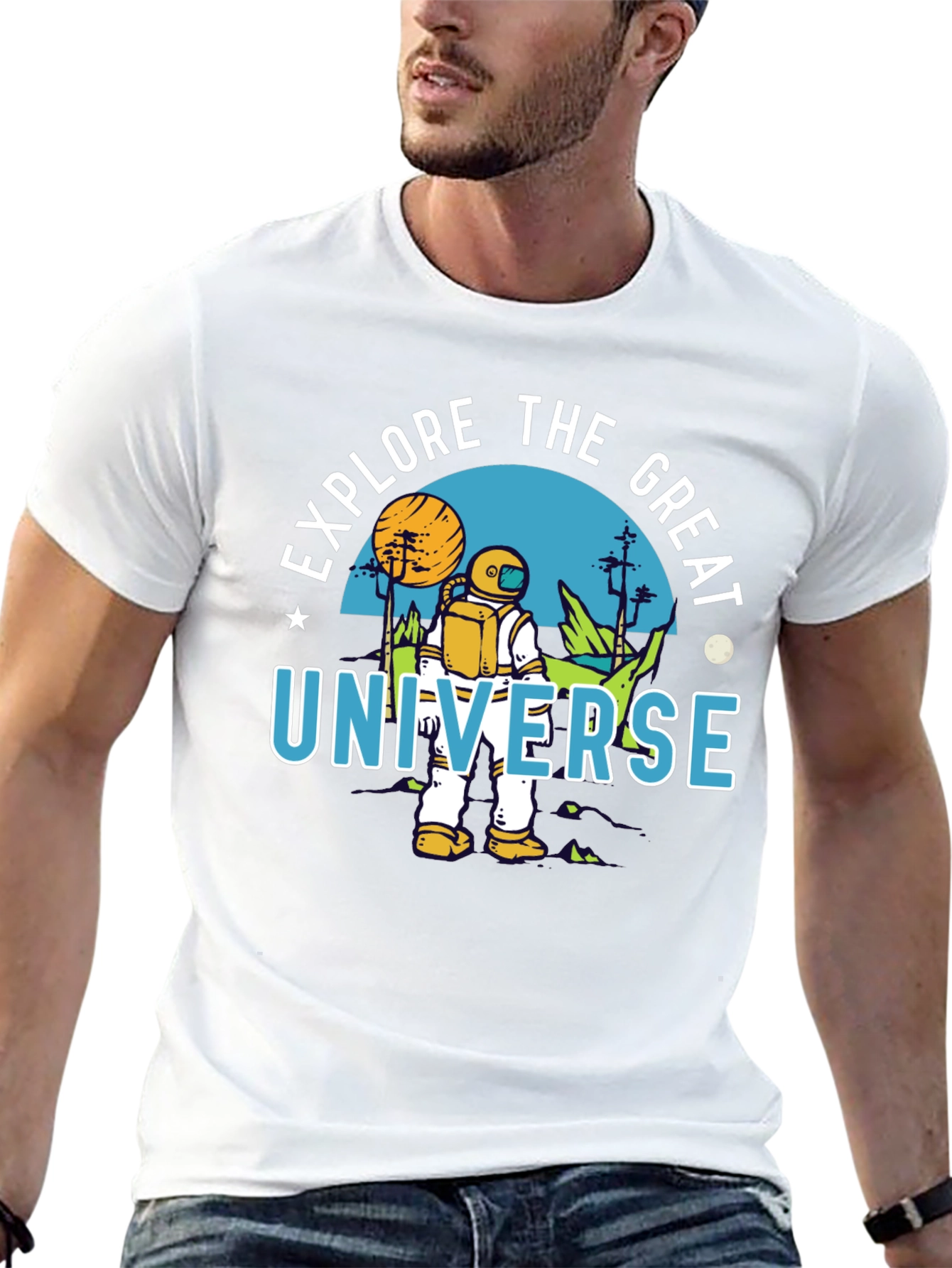 Explore the Great Universe Black Graphic T-Shirt