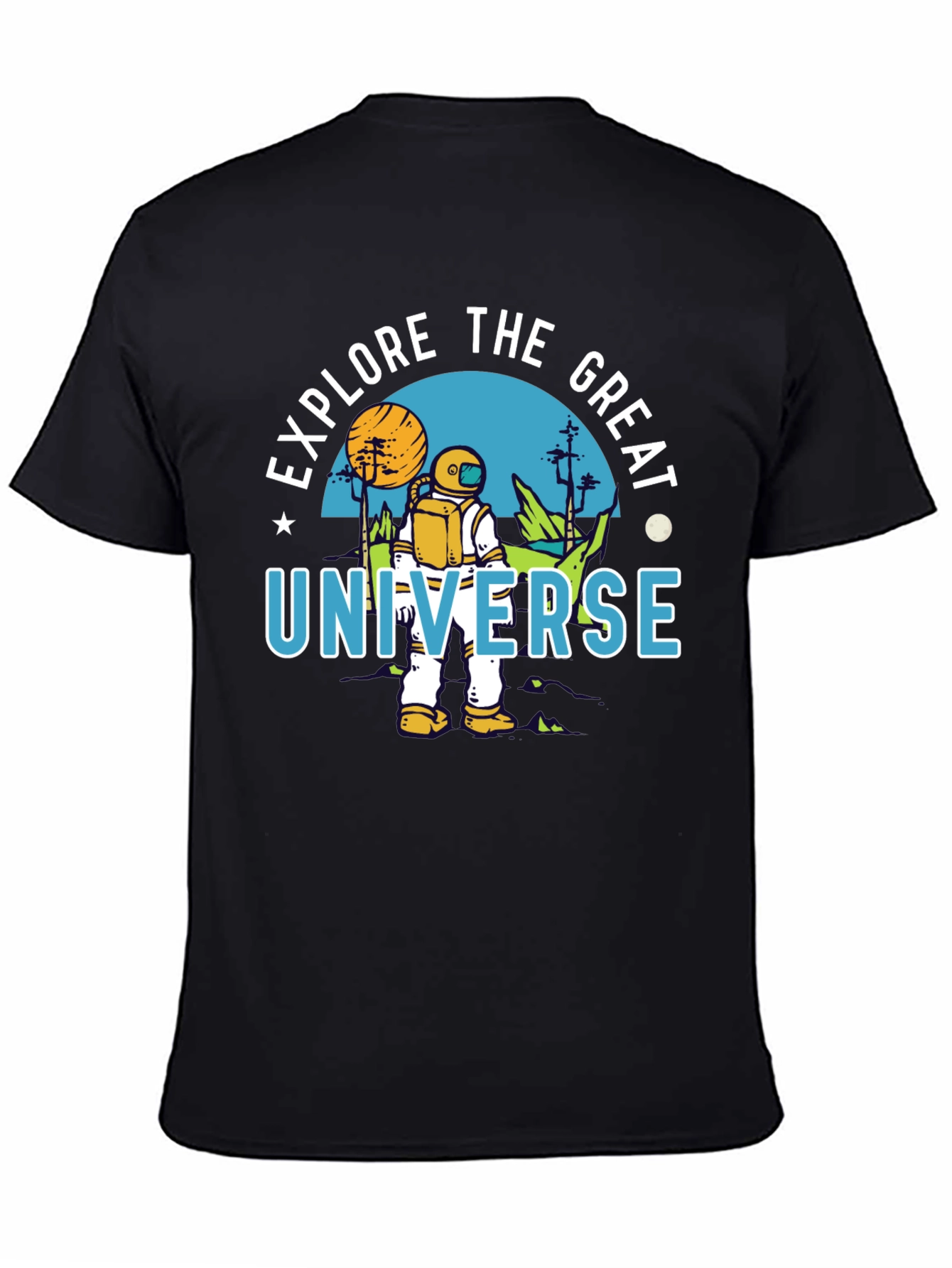 Explore the Great Universe Black Graphic T-Shirt