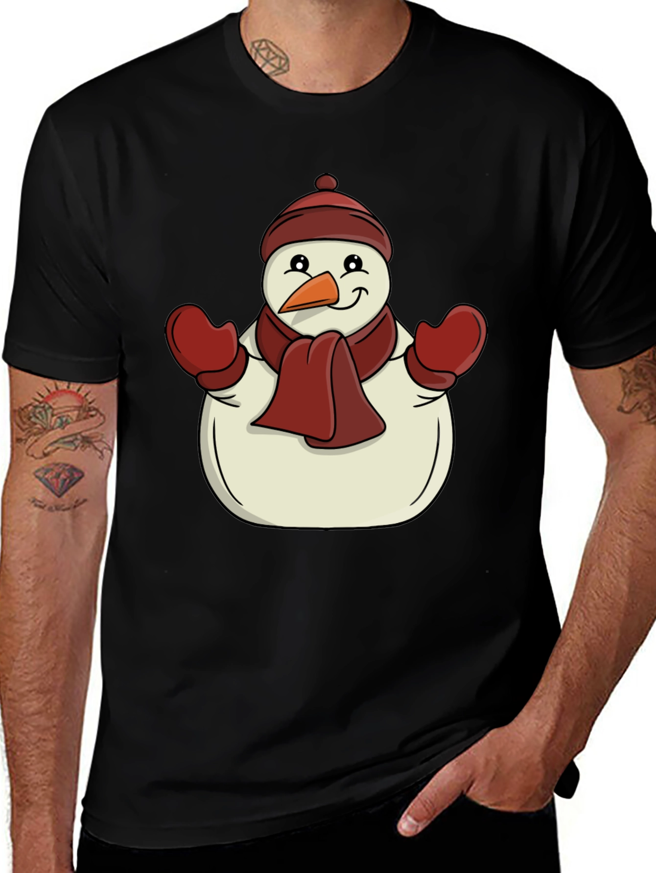 Festive Snowman Graphic Tee - Holiday Cheer