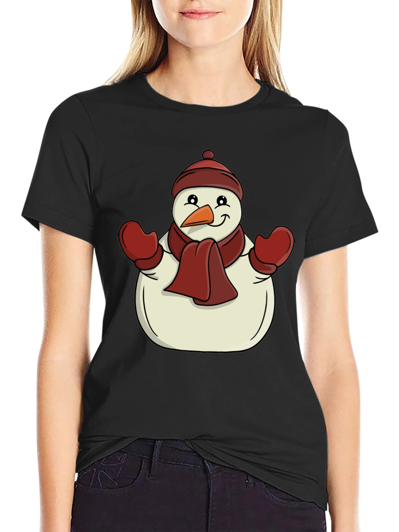 Festive Snowman Graphic Tee - Holiday Cheer