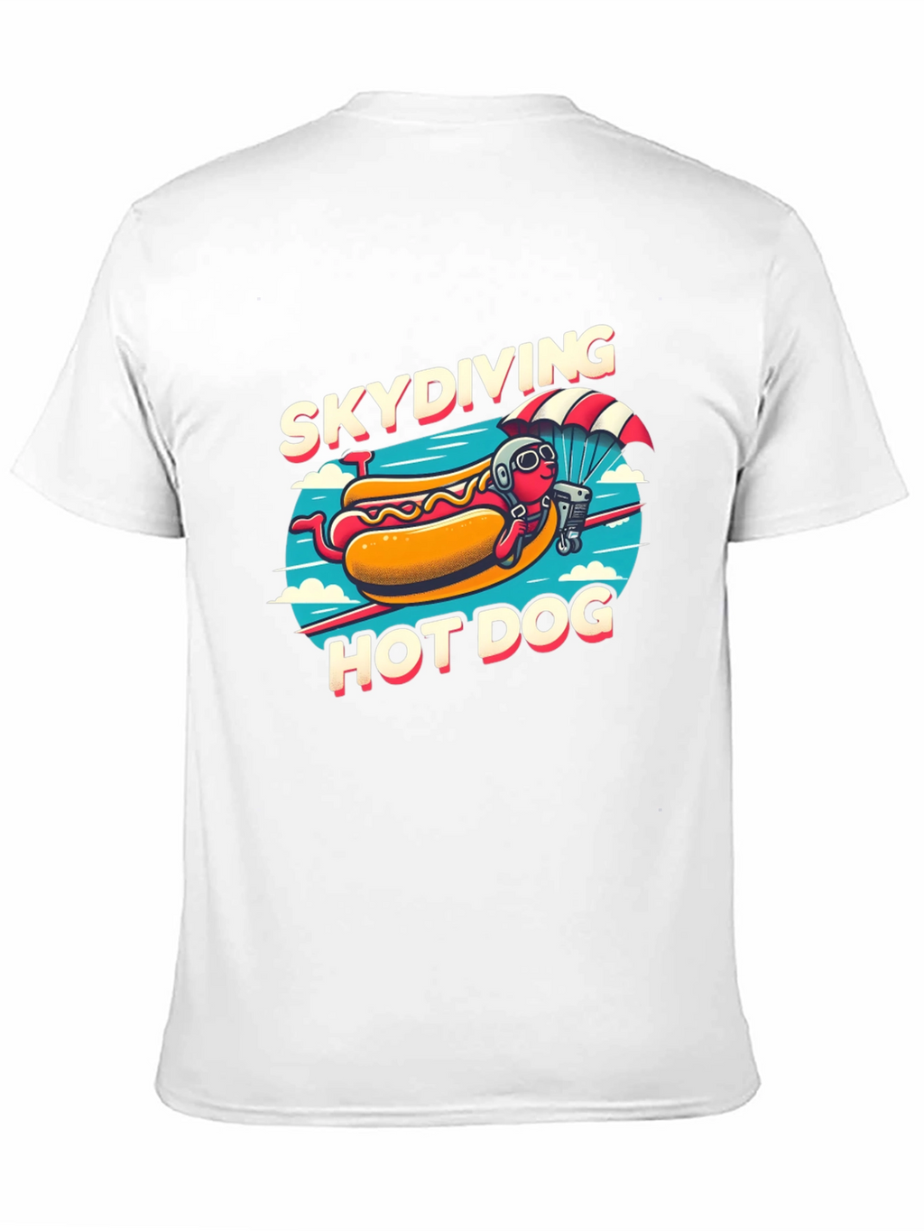 Skydiving Hot Dog T-Shirt - Funny Cartoon Tee