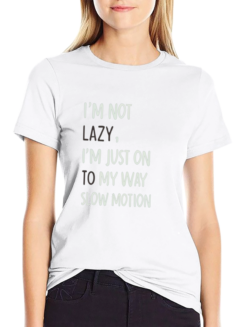 Funny Lazy Motion Graphic Tee - Black Cotton T-Shirt