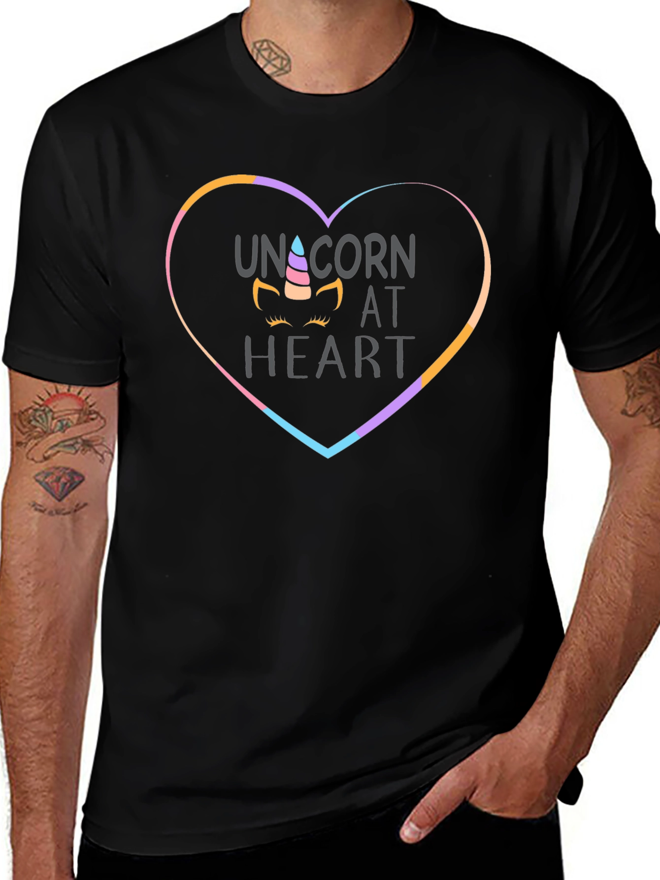 Unicorn at Heart Black T-Shirt