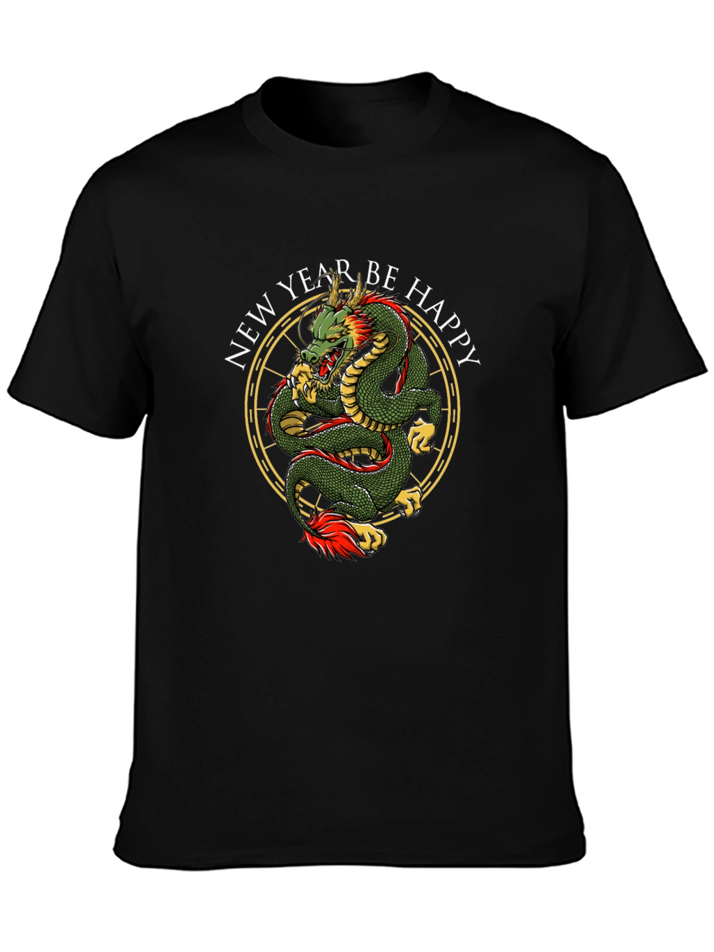 New Year Dragon Graphic Tee - Black