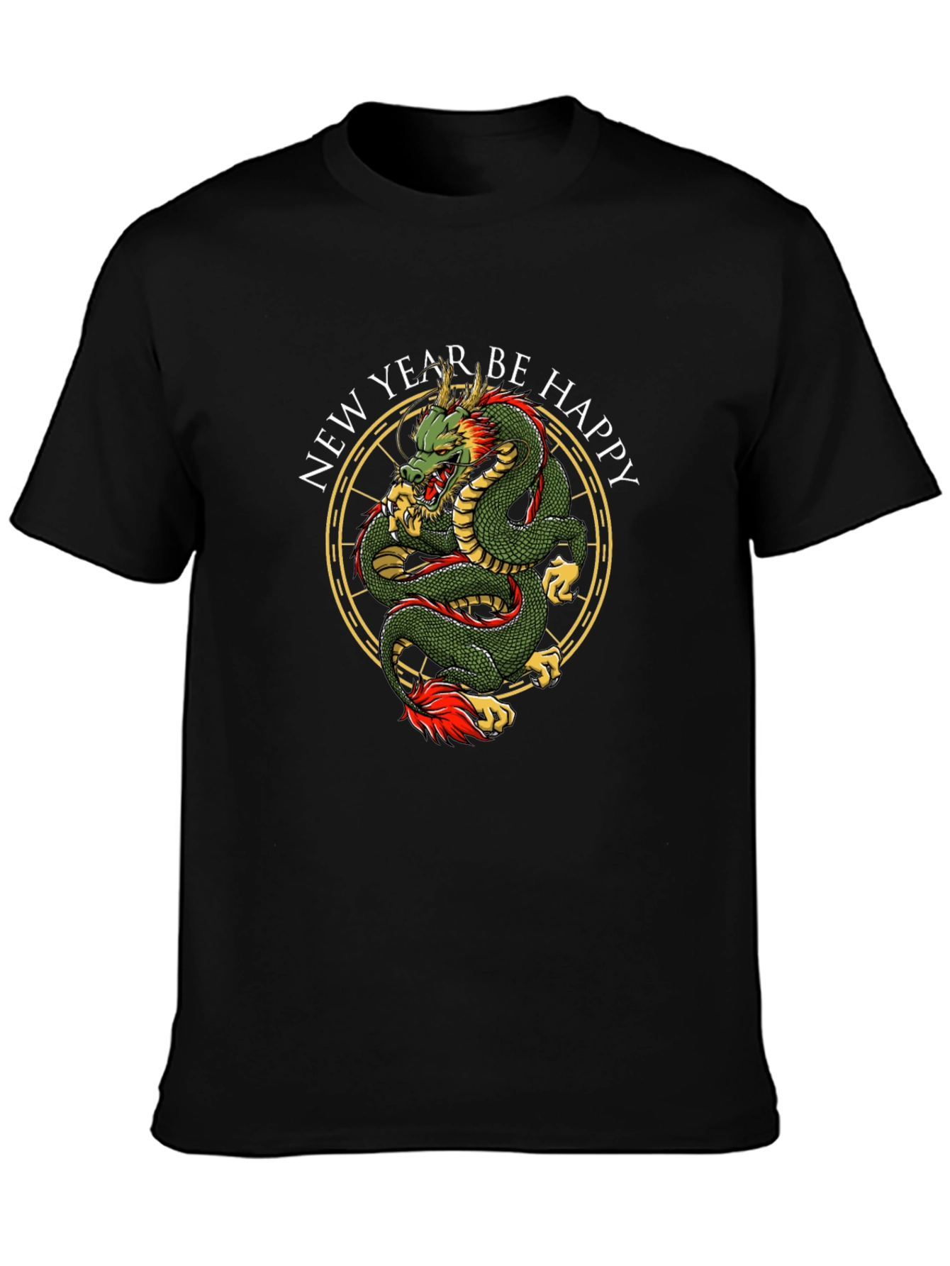 New Year Dragon Graphic Tee - Black