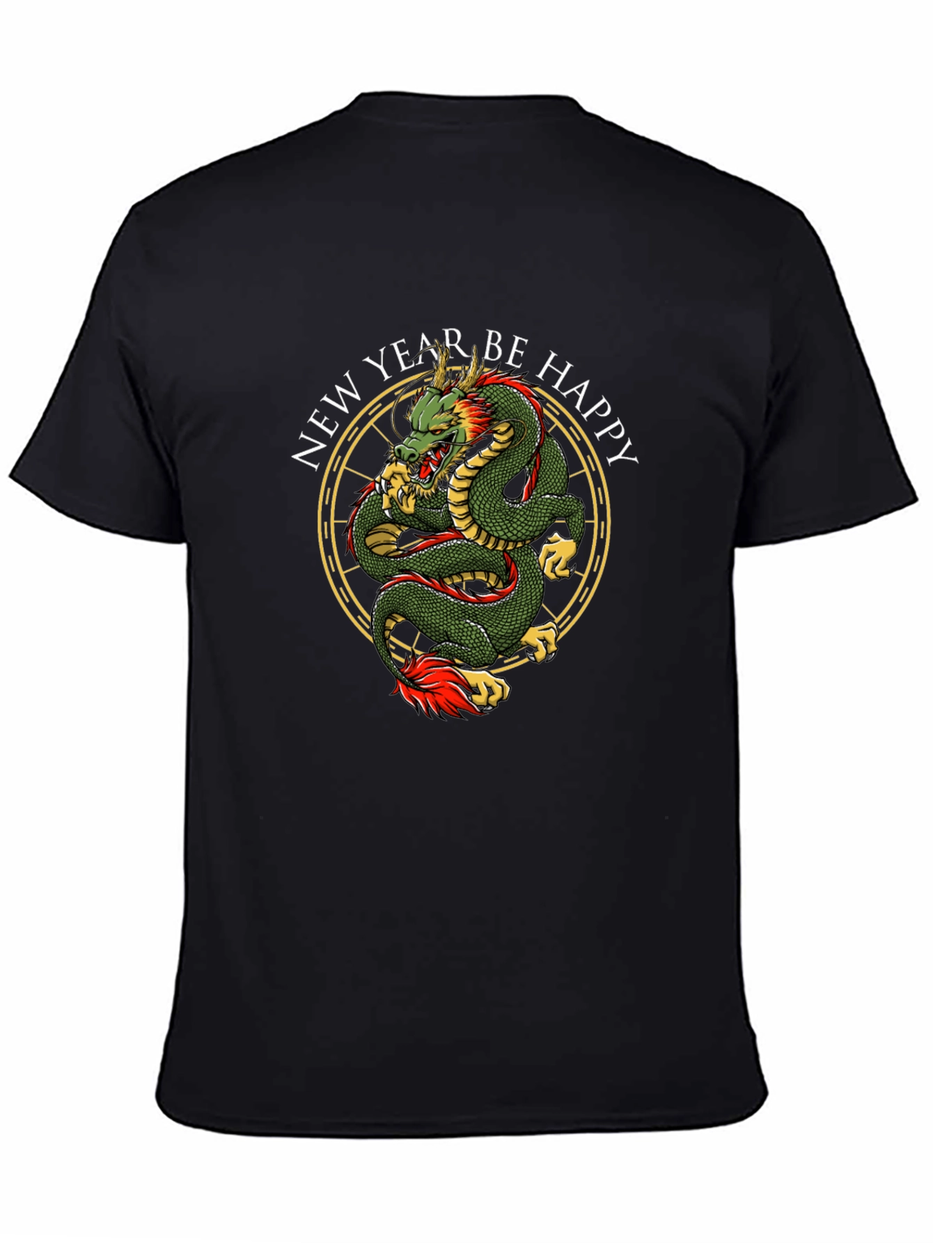New Year Dragon Graphic Tee - Black