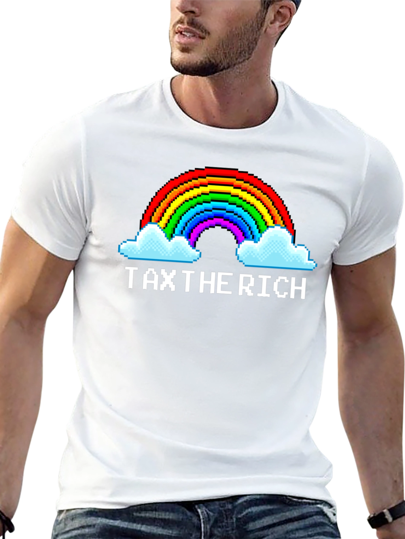 Tax The Rich Pixel Rainbow Graphic Tee