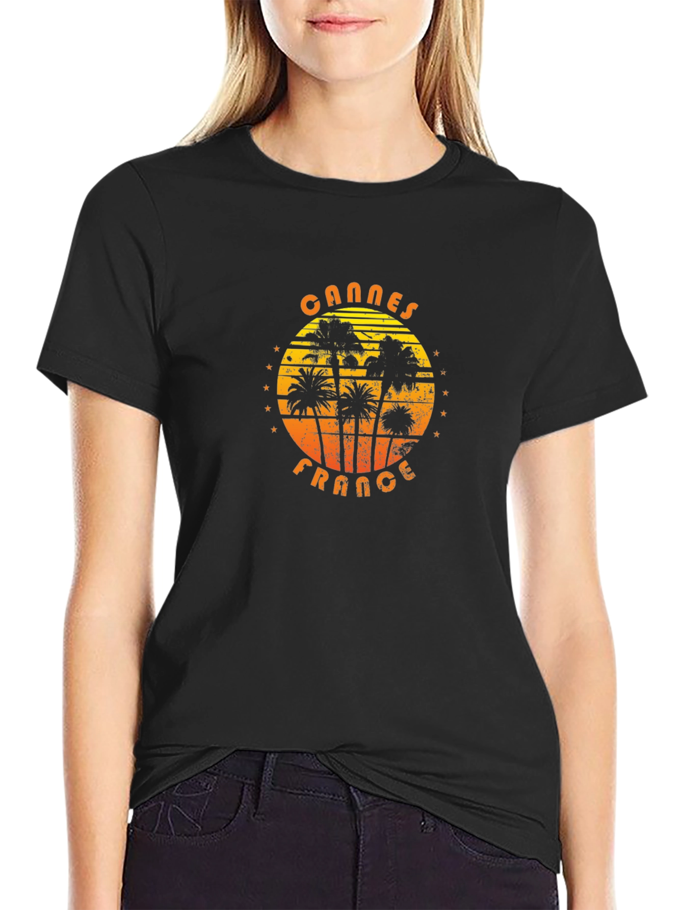 Cannes France Graphic T-Shirt - Palm Tree Design