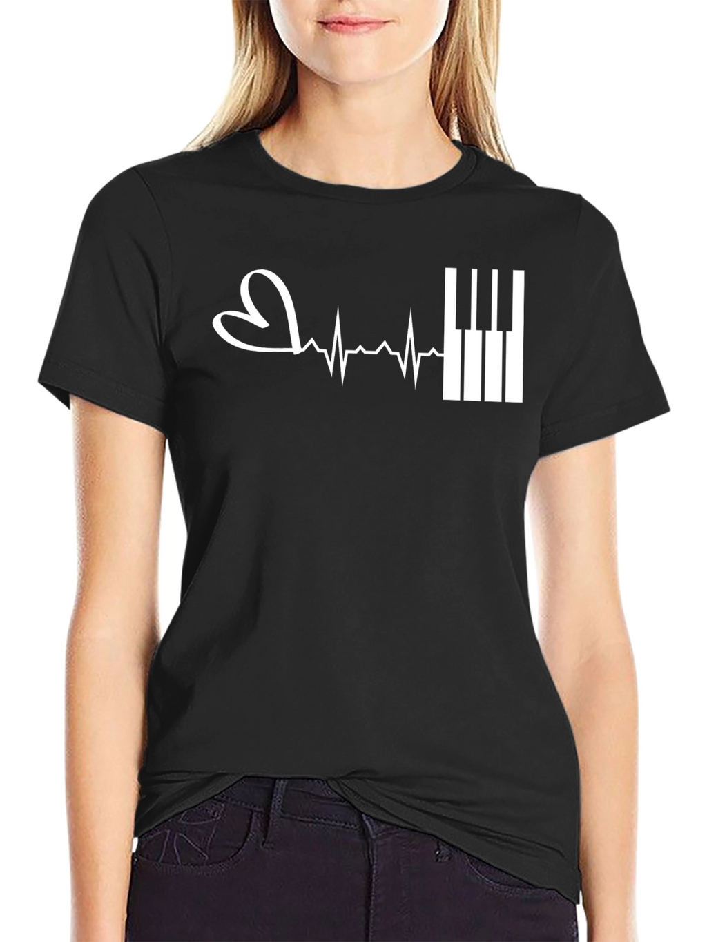 Piano Heartbeat T-Shirt - Music Lover Tee