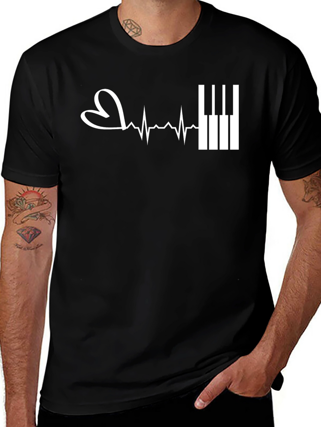 Piano Heartbeat T-Shirt - Music Lover Tee