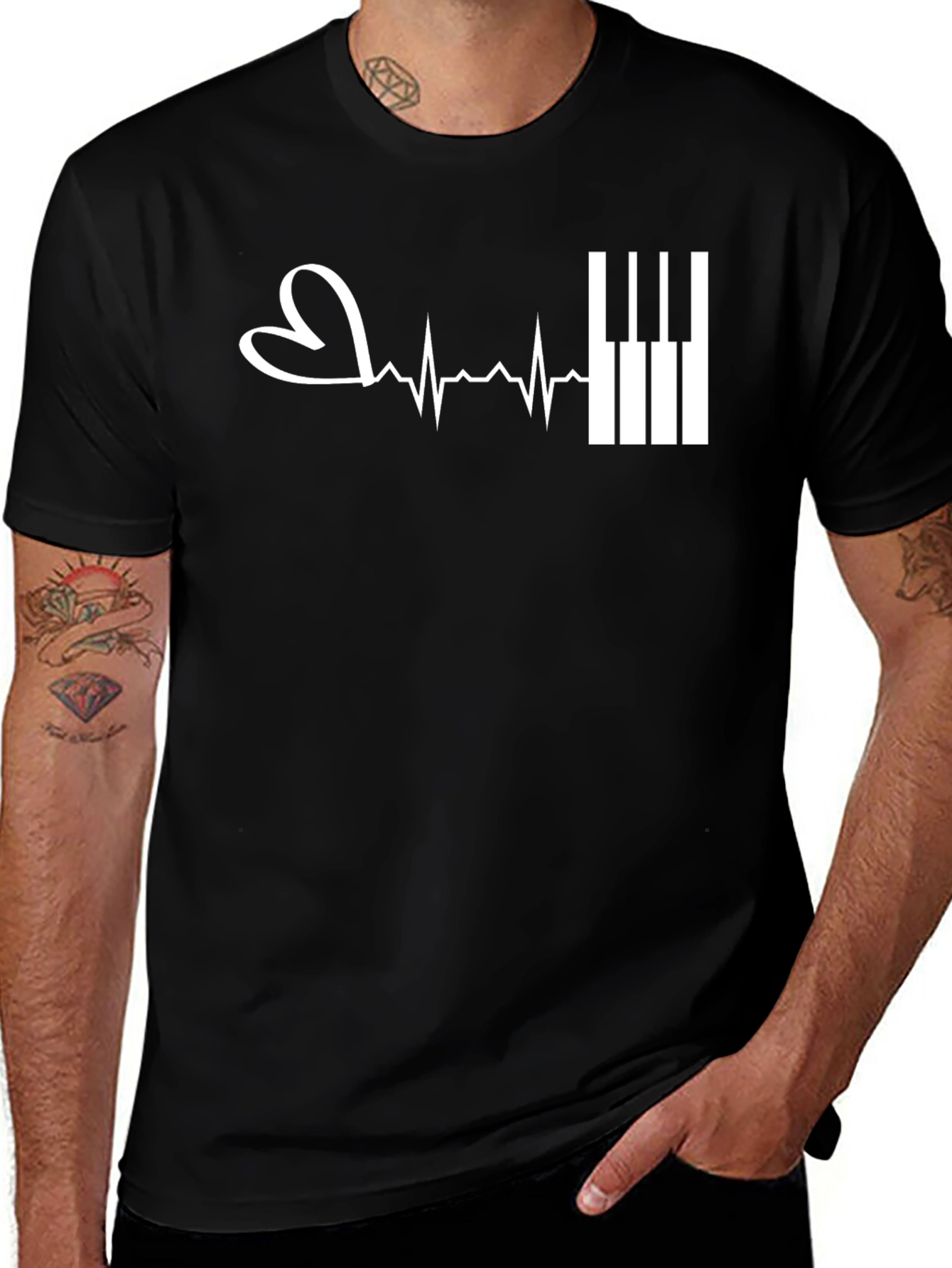 Piano Heartbeat T-Shirt - Music Lover Tee