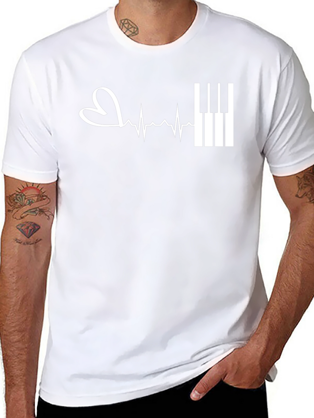 Piano Heartbeat T-Shirt - Music Lover Tee
