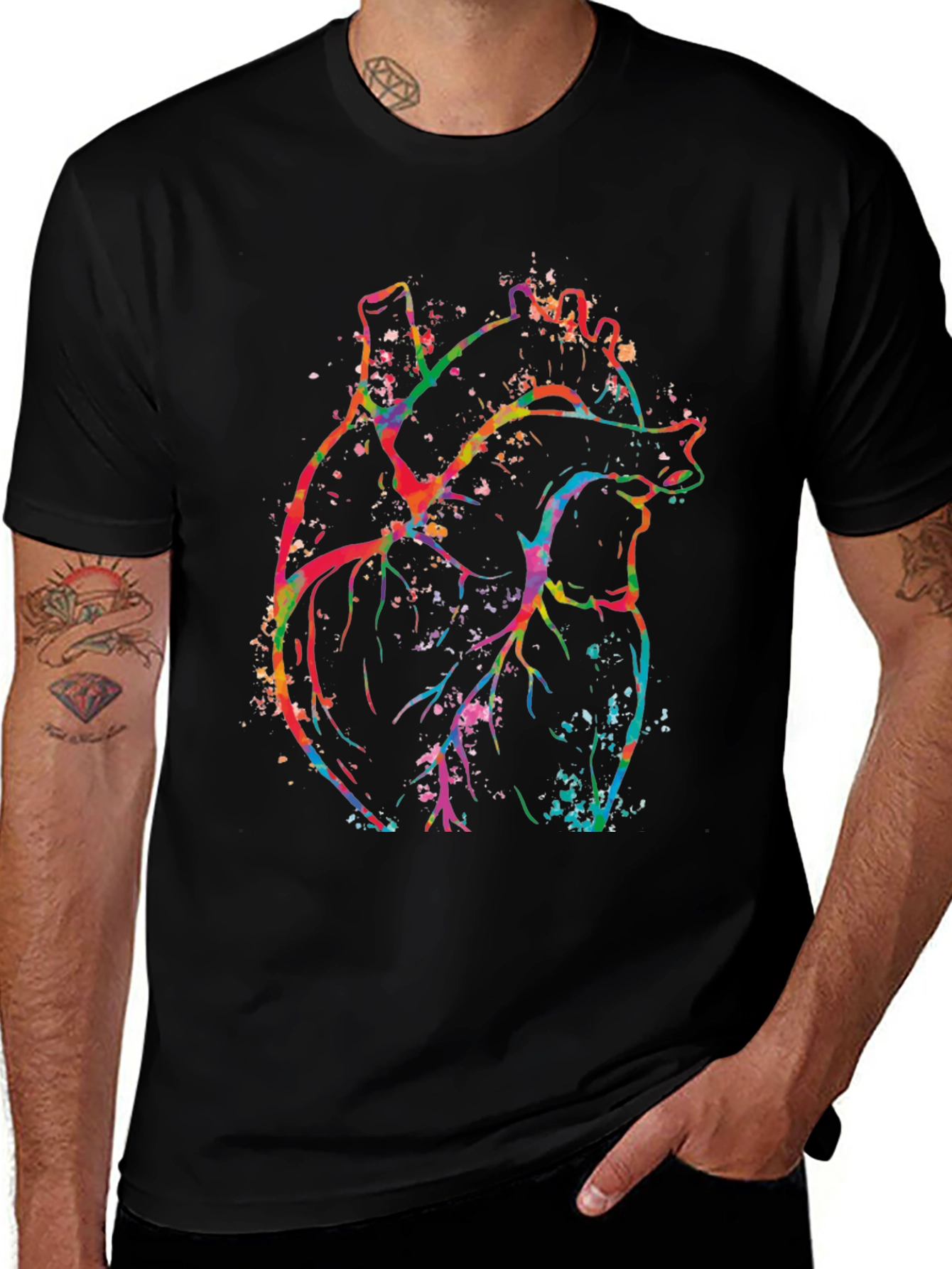 Vibrant Heart Graphic Black T-Shirt