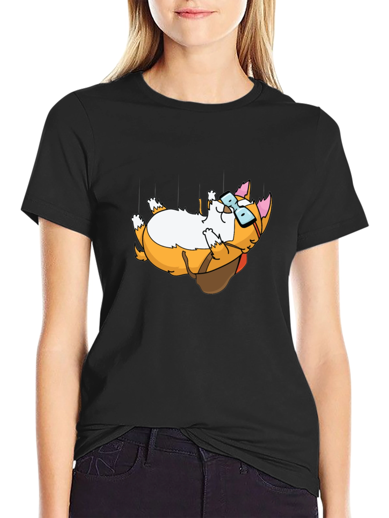 Corgi T-Shirt - Cute Dog with Glasses Design