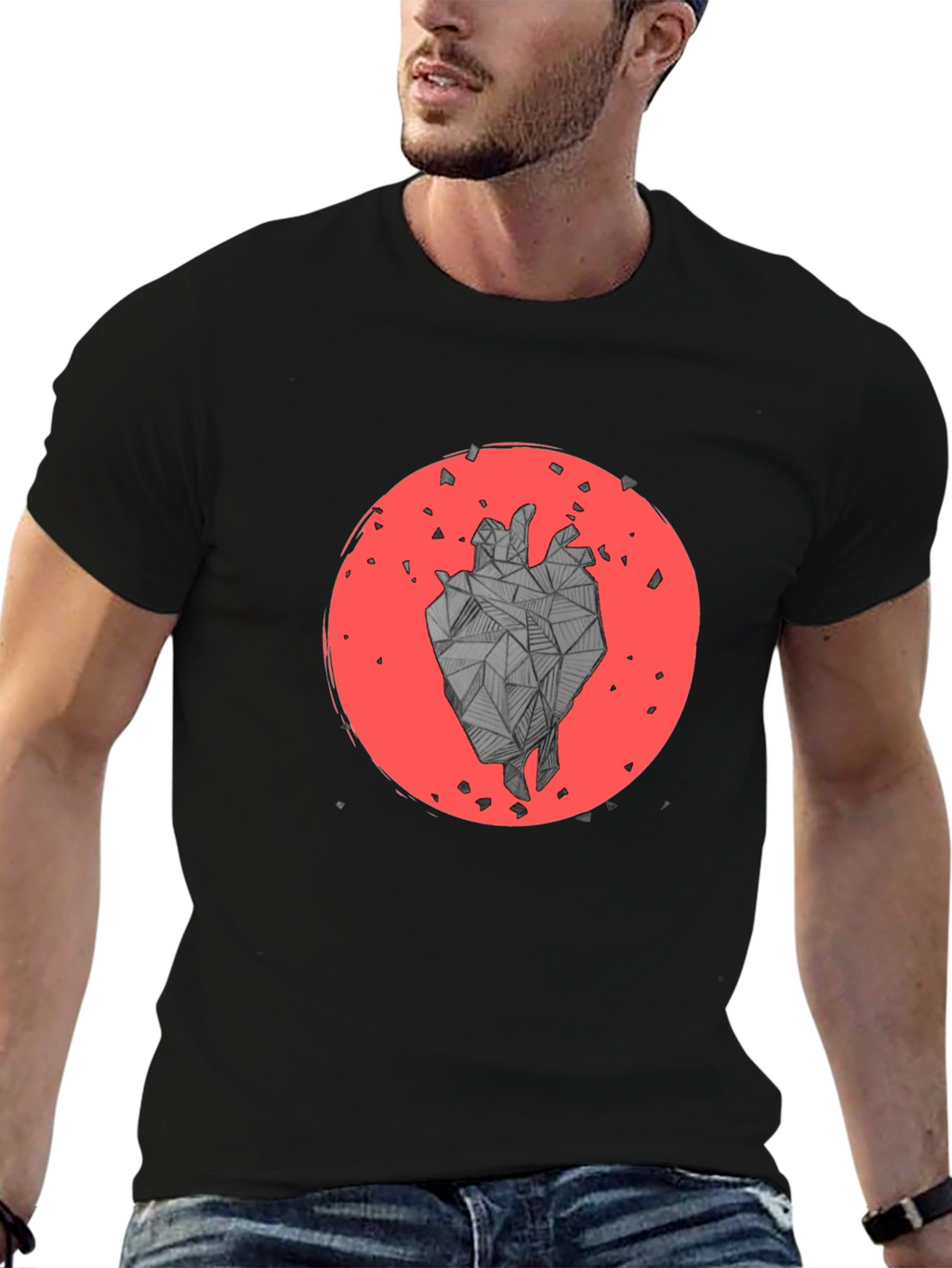 Geometric Heart Graphic T-Shirt