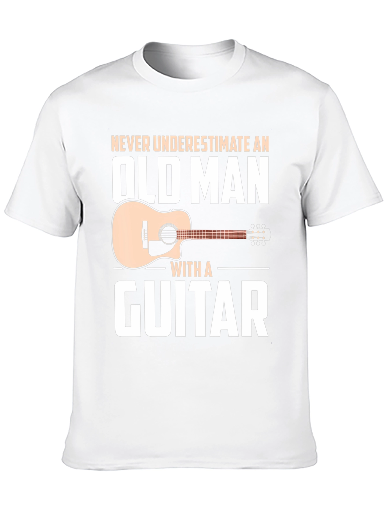 Never Underestimate Old Man Guitar Black T-Shirt