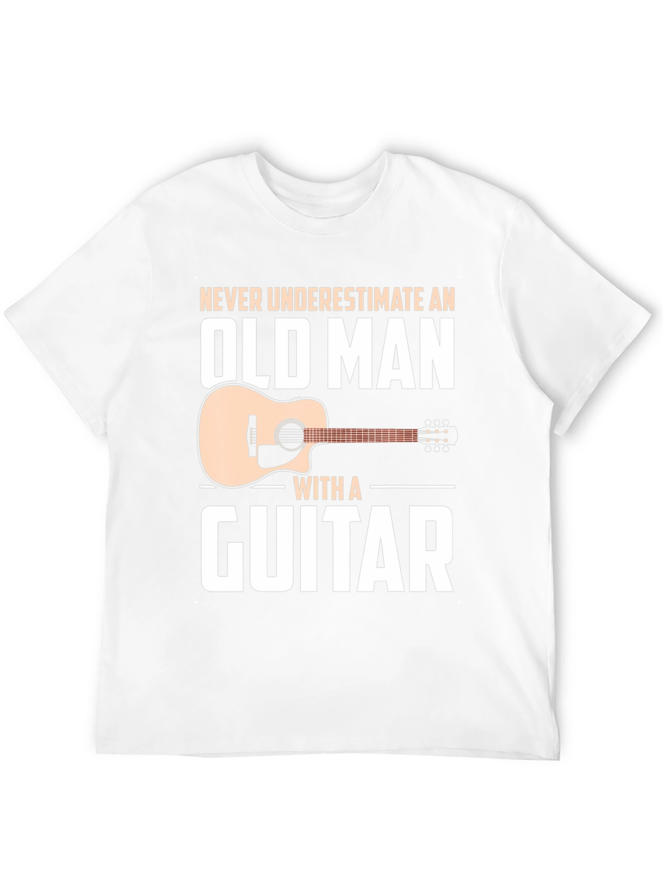 Never Underestimate Old Man Guitar Black T-Shirt