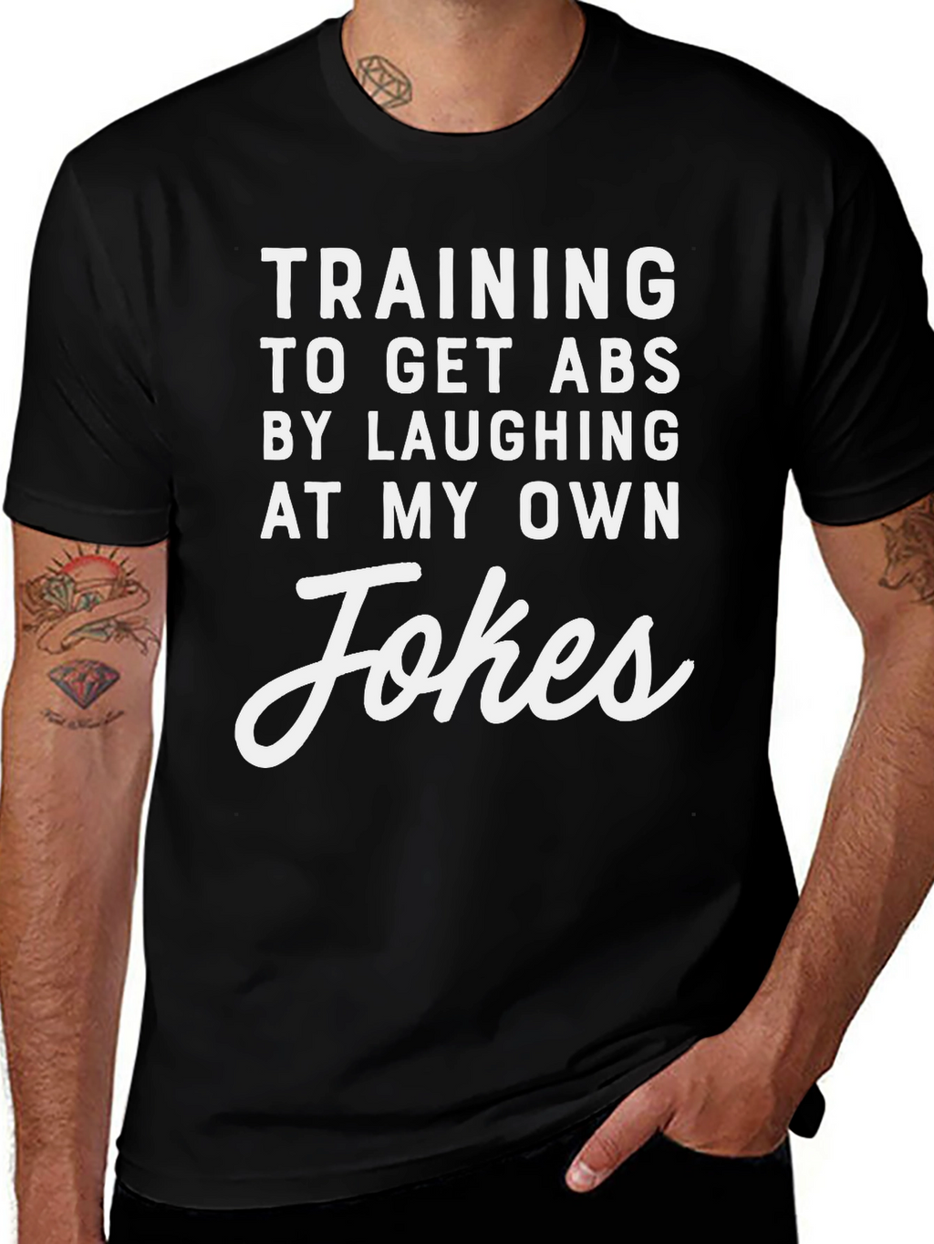 Funny Training for Abs Black T-Shirt