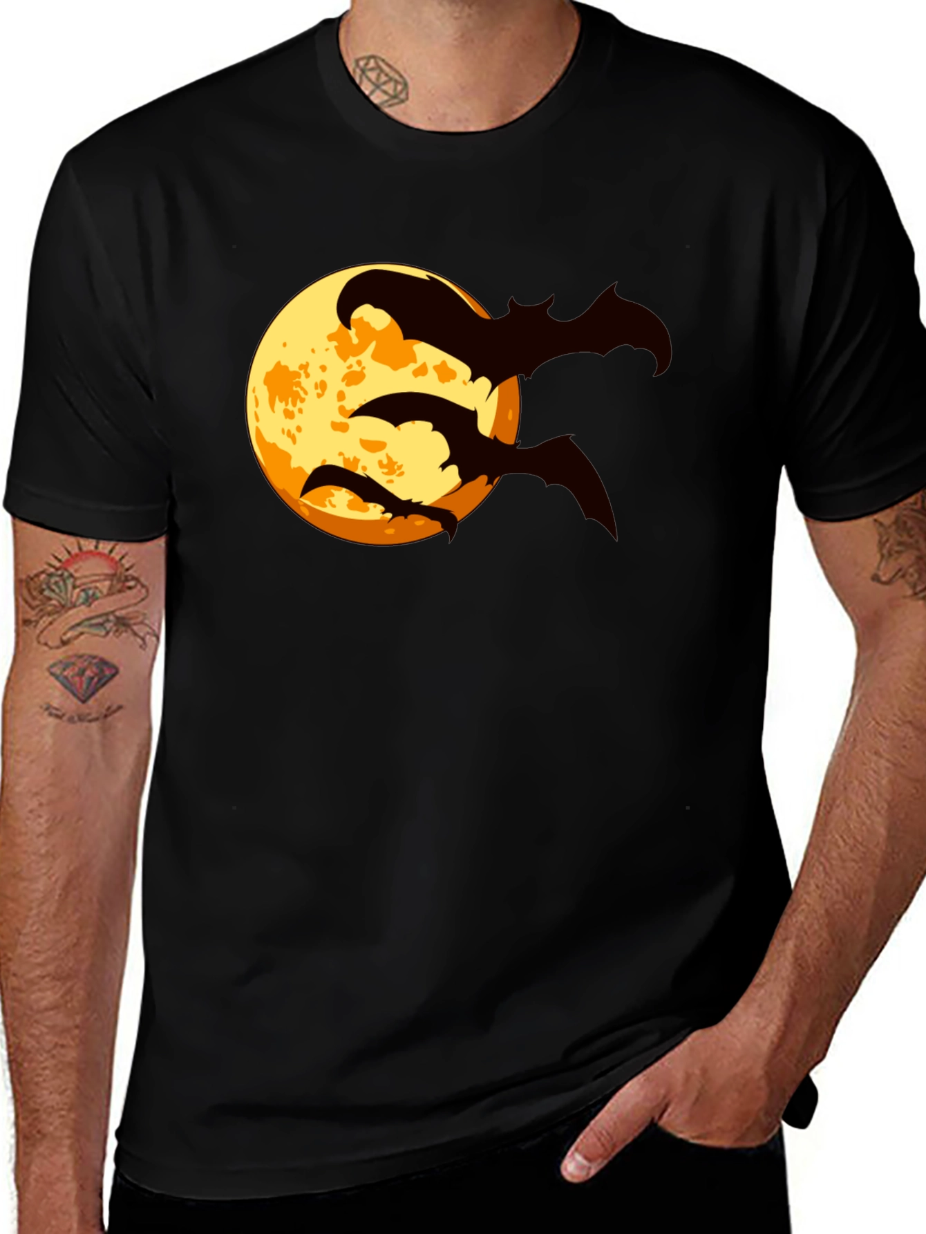 Halloween Bat Moon Graphic T-Shirt