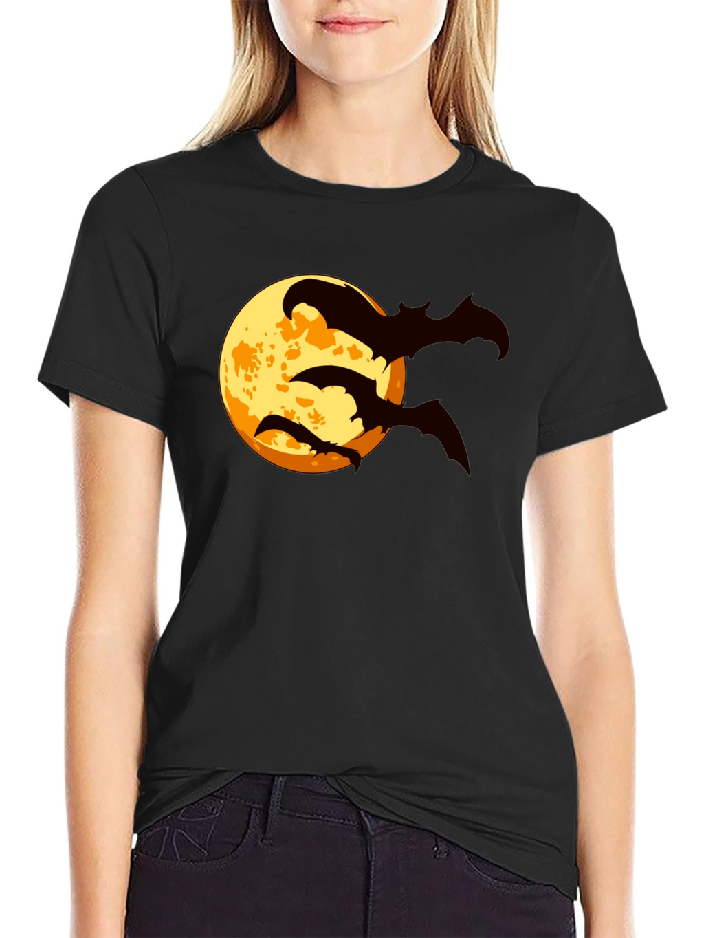 Halloween Bat Moon Graphic T-Shirt