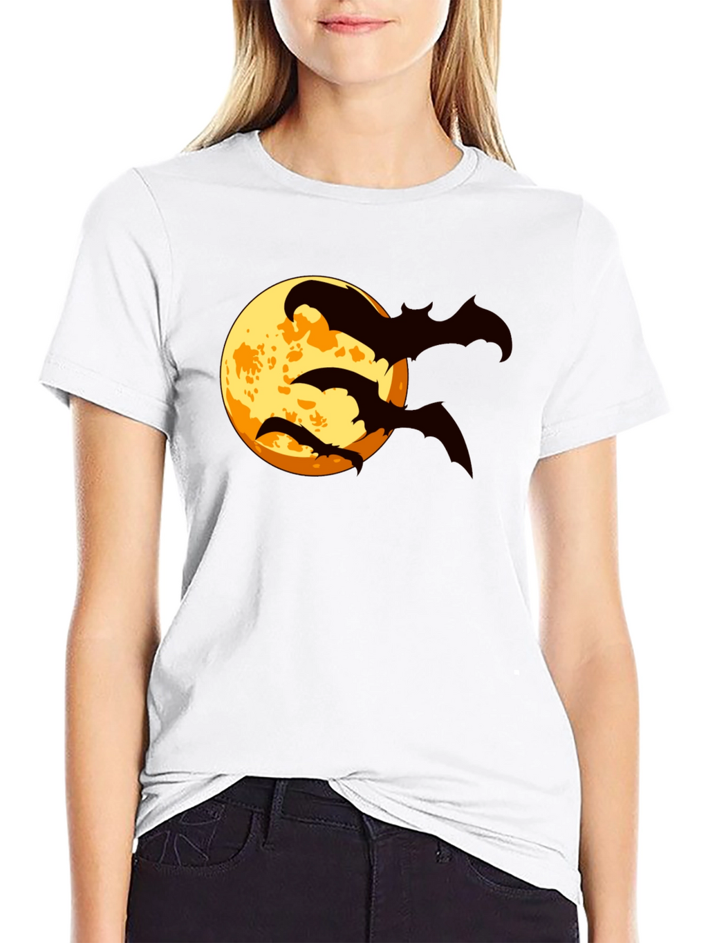 Halloween Bat Moon Graphic T-Shirt