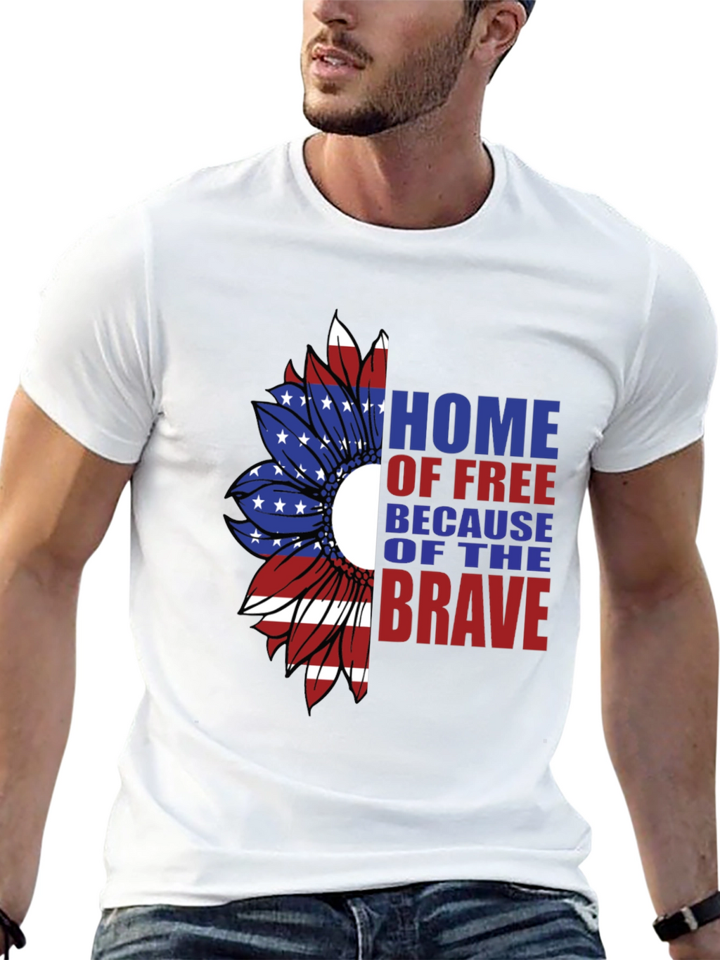 Patriotic Sunflower Graphic T-Shirt