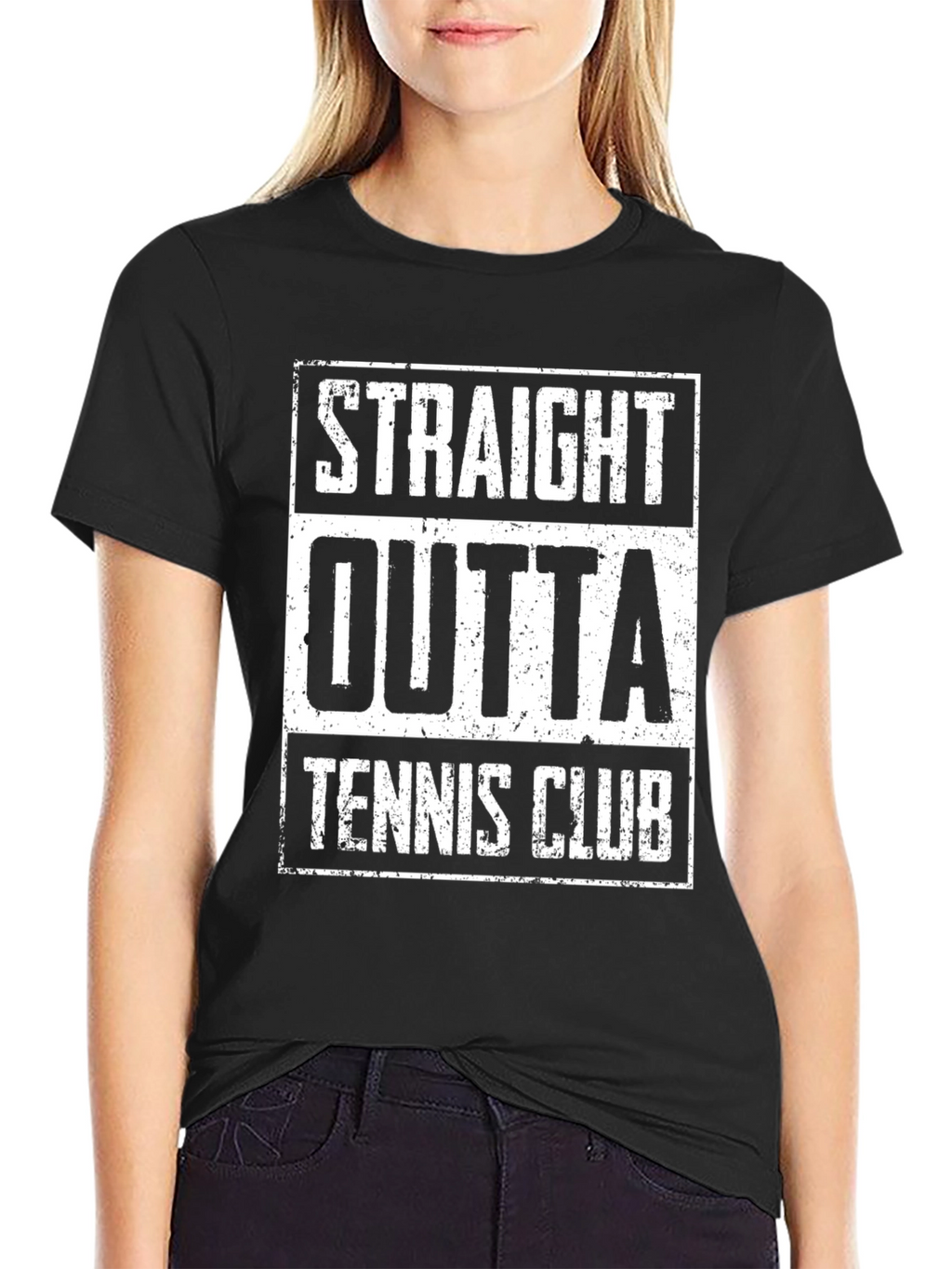 Straight Outta Tennis Club Black Graphic Tee