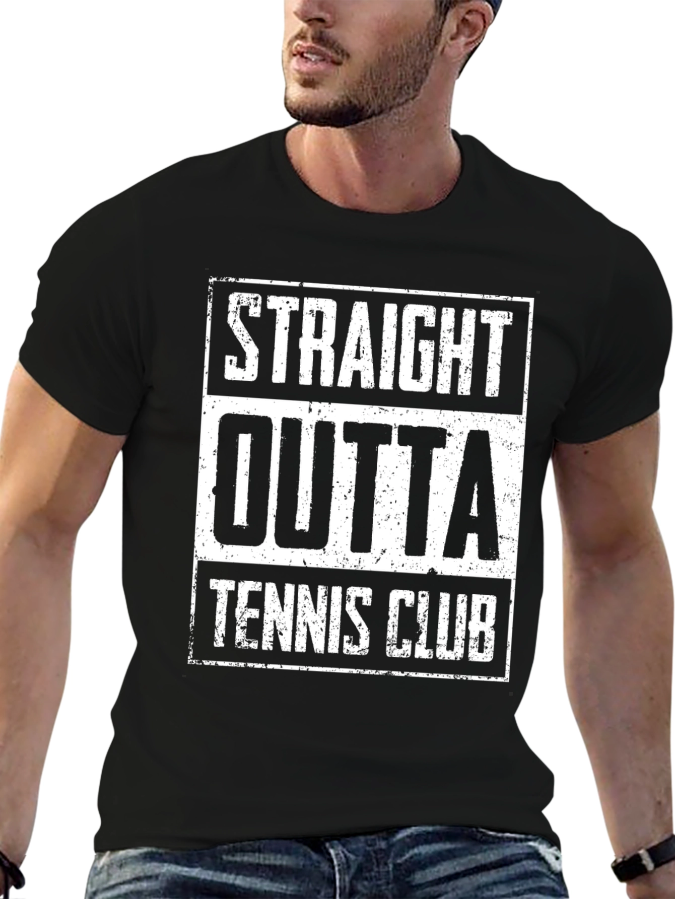 Straight Outta Tennis Club Black Graphic Tee