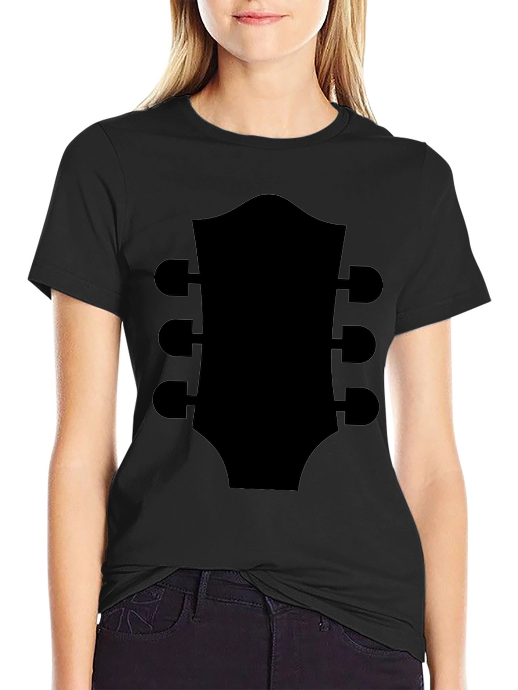 Guitar Headstock Graphic Tee - Musicians Black T-Shirt