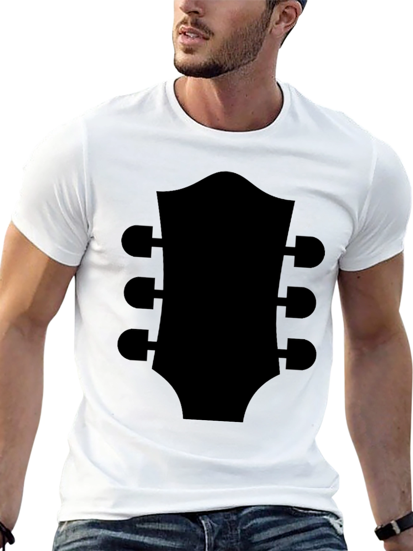 Guitar Headstock Graphic Tee - Musicians Black T-Shirt