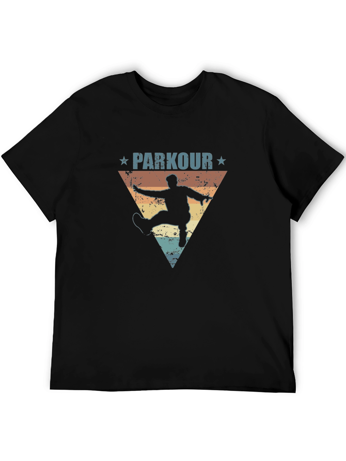 Parkour Retro Graphic Tee - Athletic Black T-Shirt