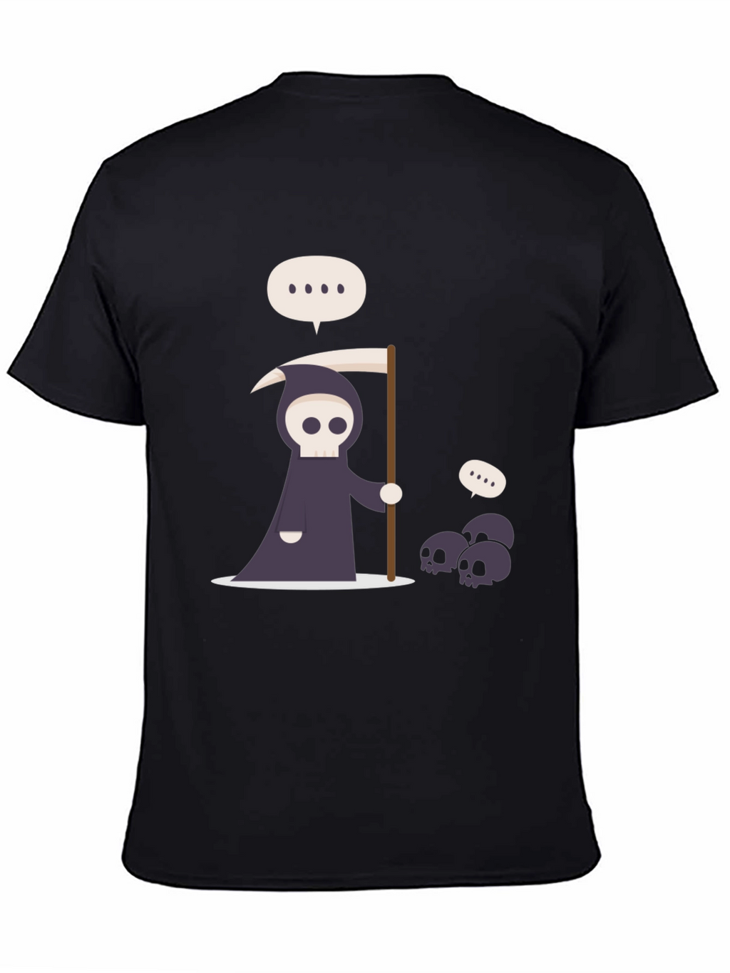 Cartoon Grim Reaper Black T-Shirt
