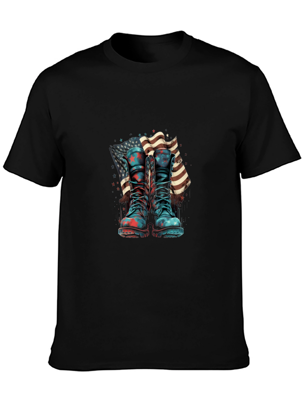Patriotic Boots & Flag Graphic T-Shirt