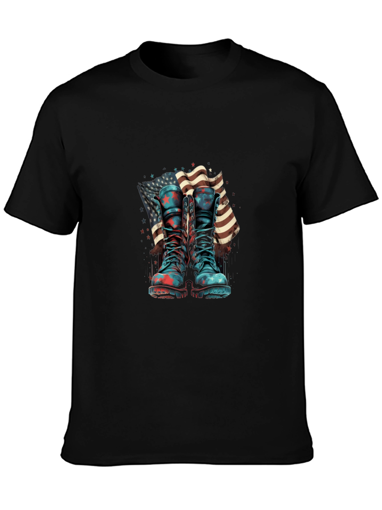 Patriotic Boots & Flag Graphic T-Shirt