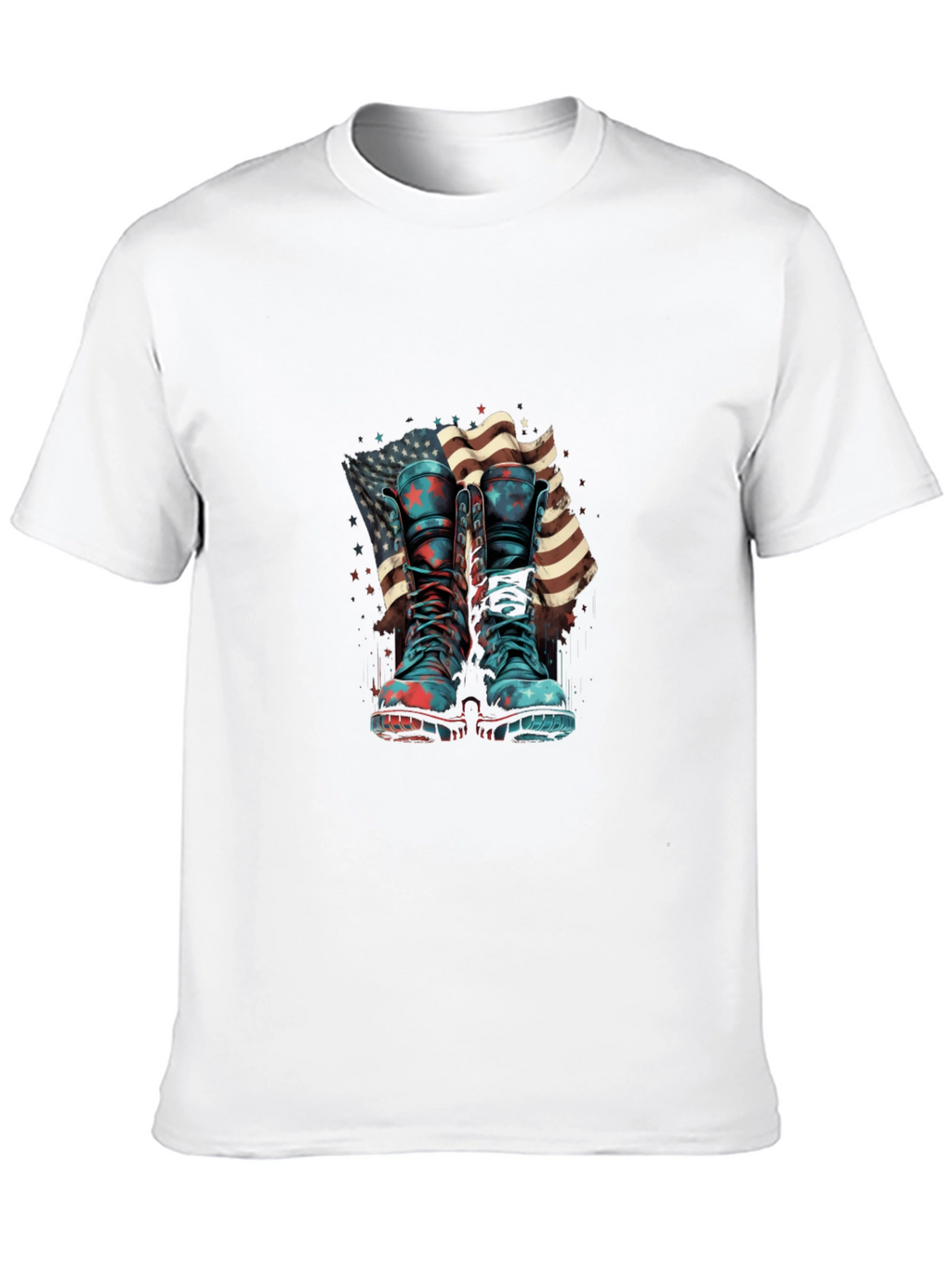 Patriotic Boots & Flag Graphic T-Shirt