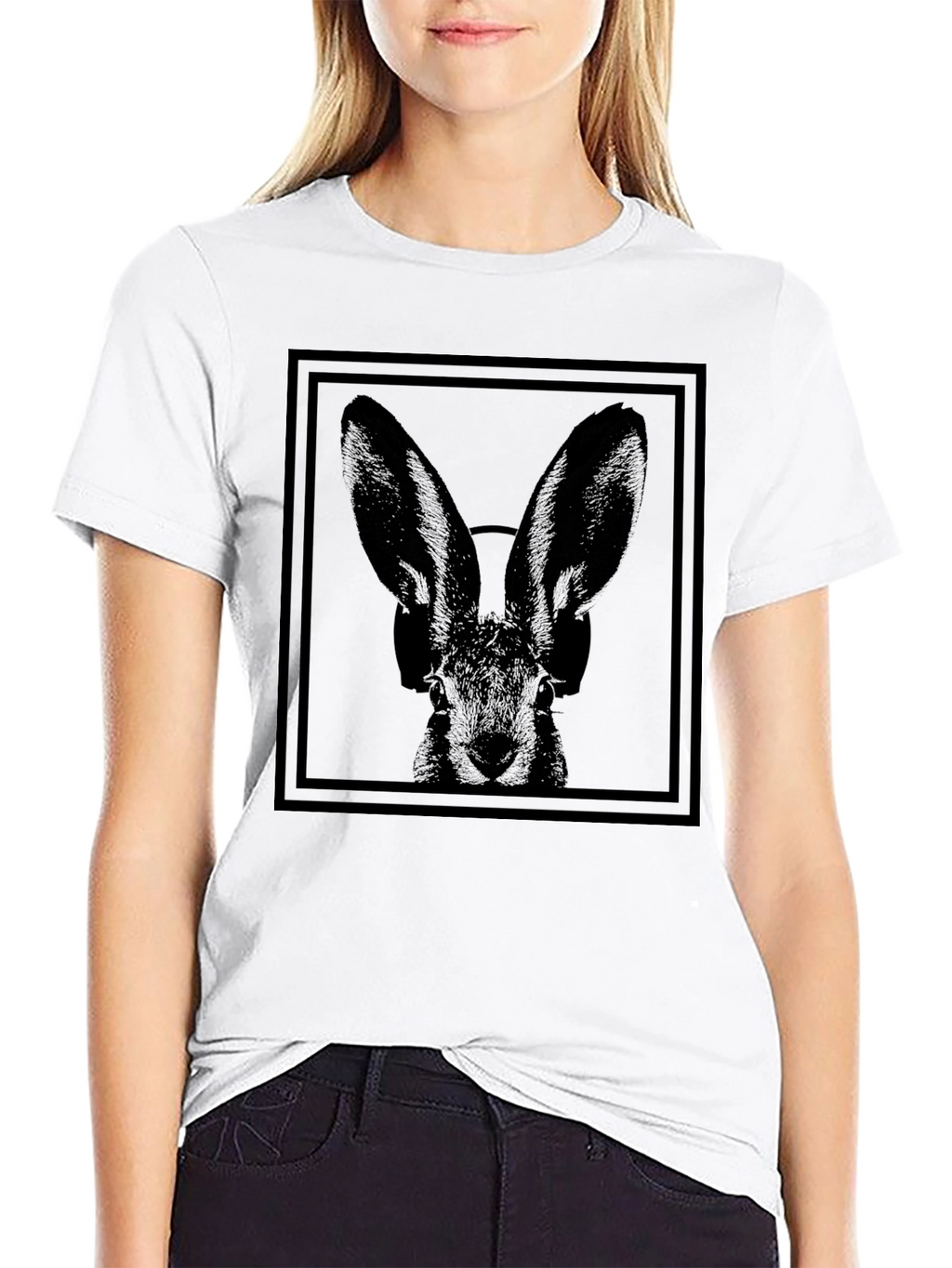 Rabbit DJ Graphic T-Shirt - Black