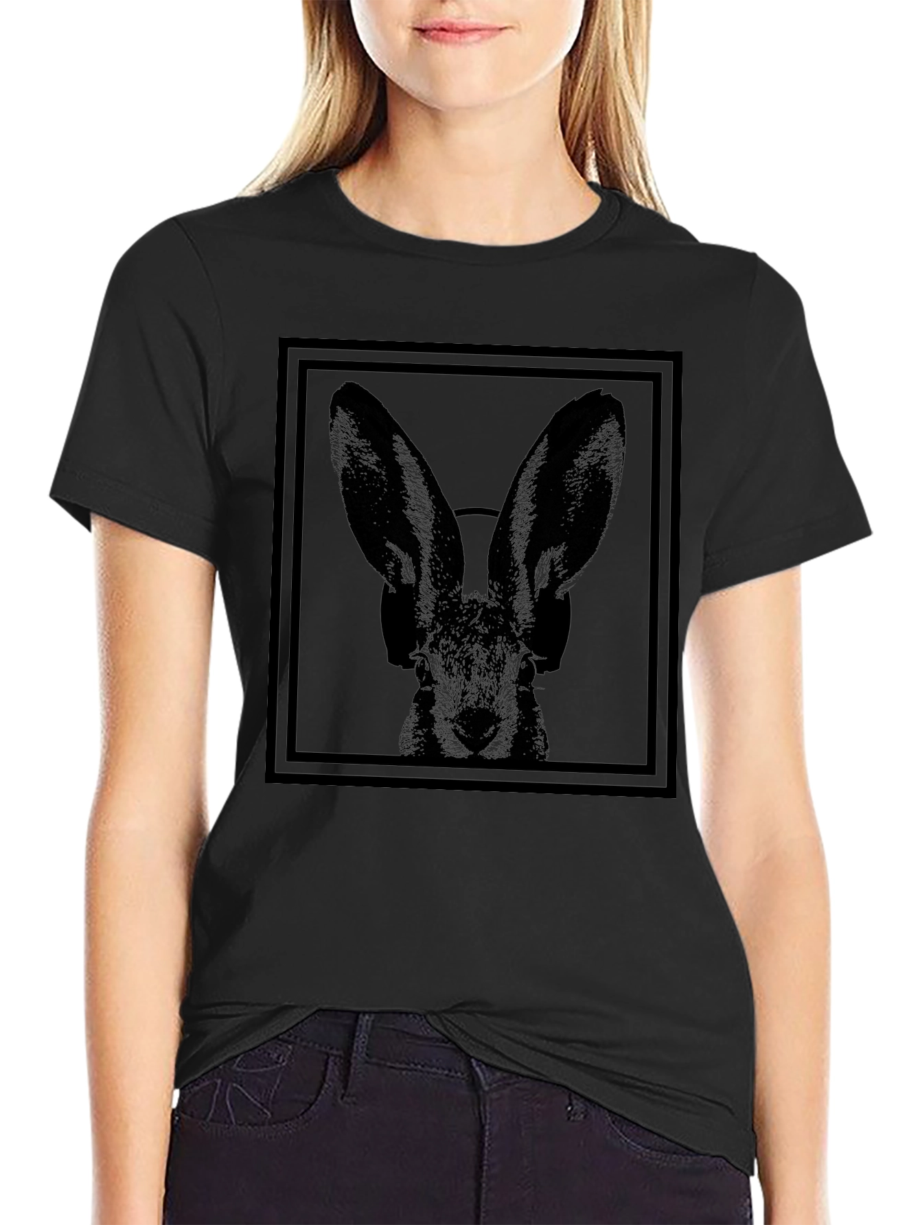 Rabbit DJ Graphic T-Shirt - Black