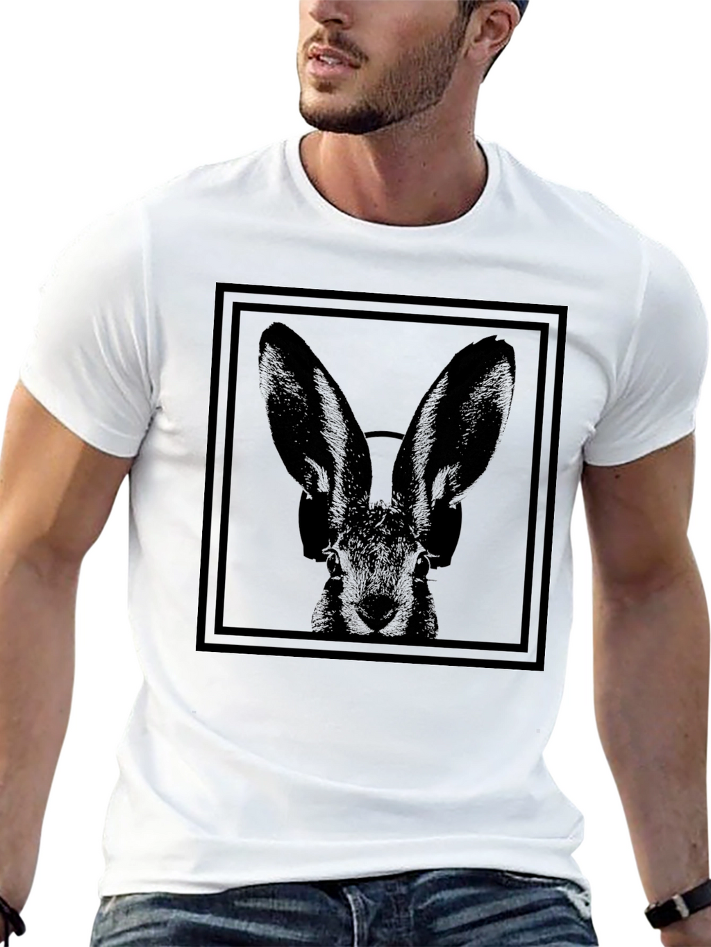 Rabbit DJ Graphic T-Shirt - Black