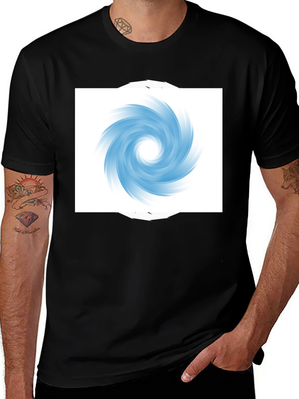 Black T-Shirt with Abstract Swirl Design