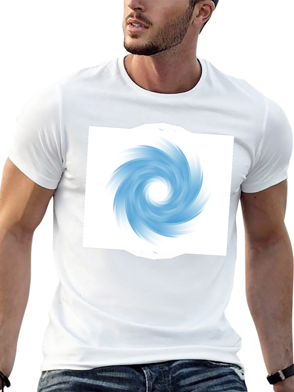 Black T-Shirt with Abstract Swirl Design