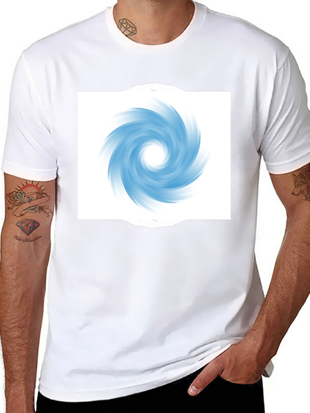 Black T-Shirt with Abstract Swirl Design