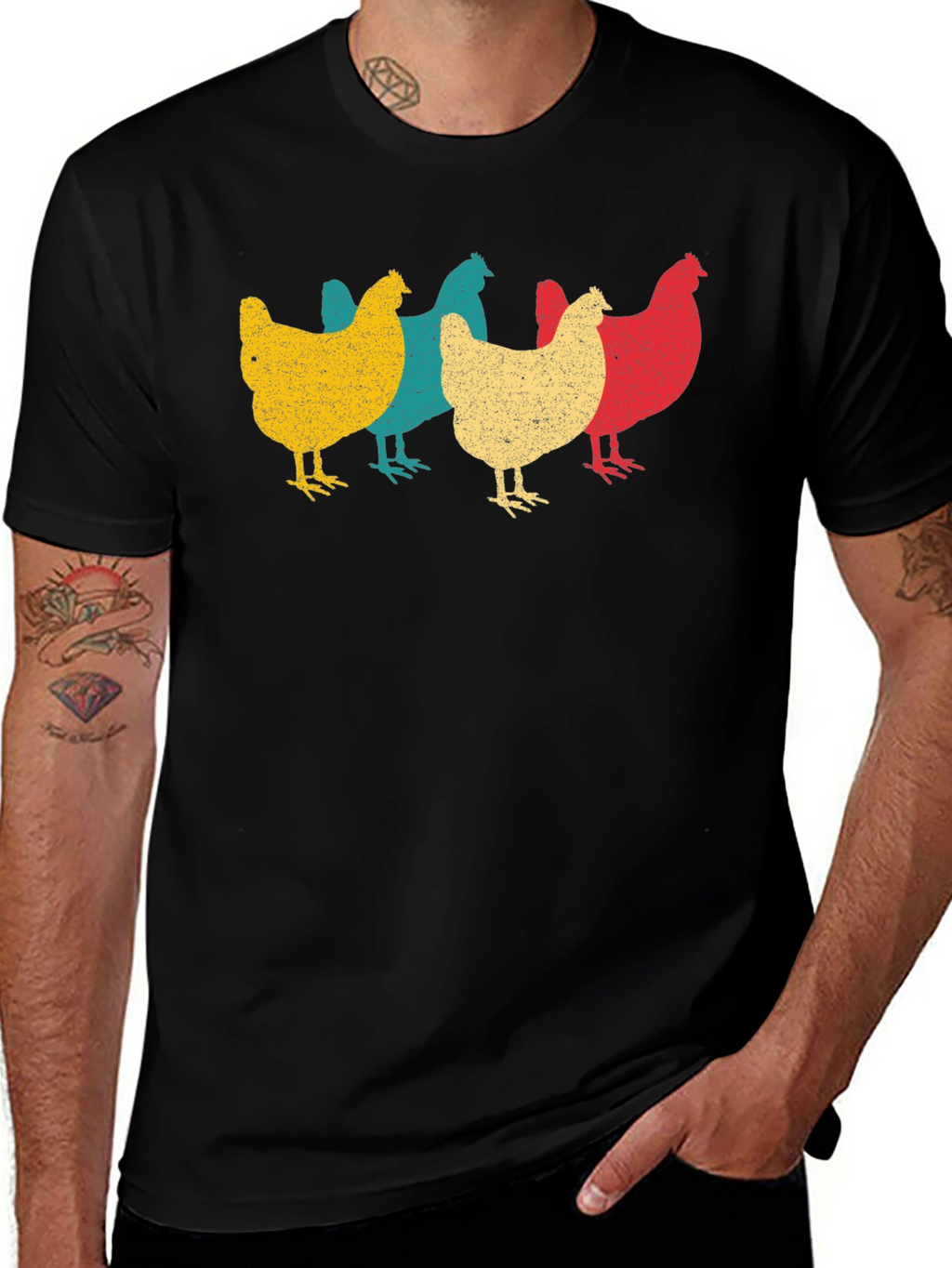 Retro Chicken T-Shirt - Farm Animal Tee
