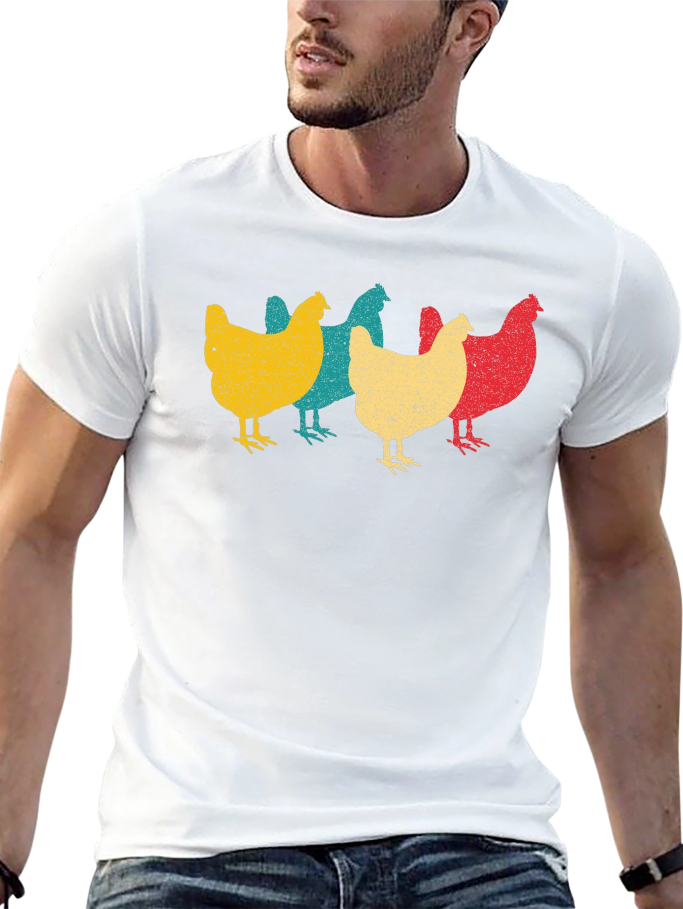 Retro Chicken T-Shirt - Farm Animal Tee