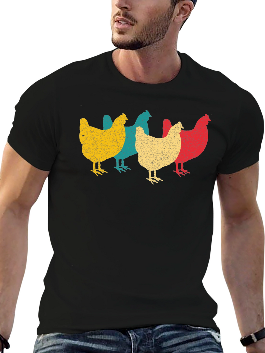 Retro Chicken T-Shirt - Farm Animal Tee