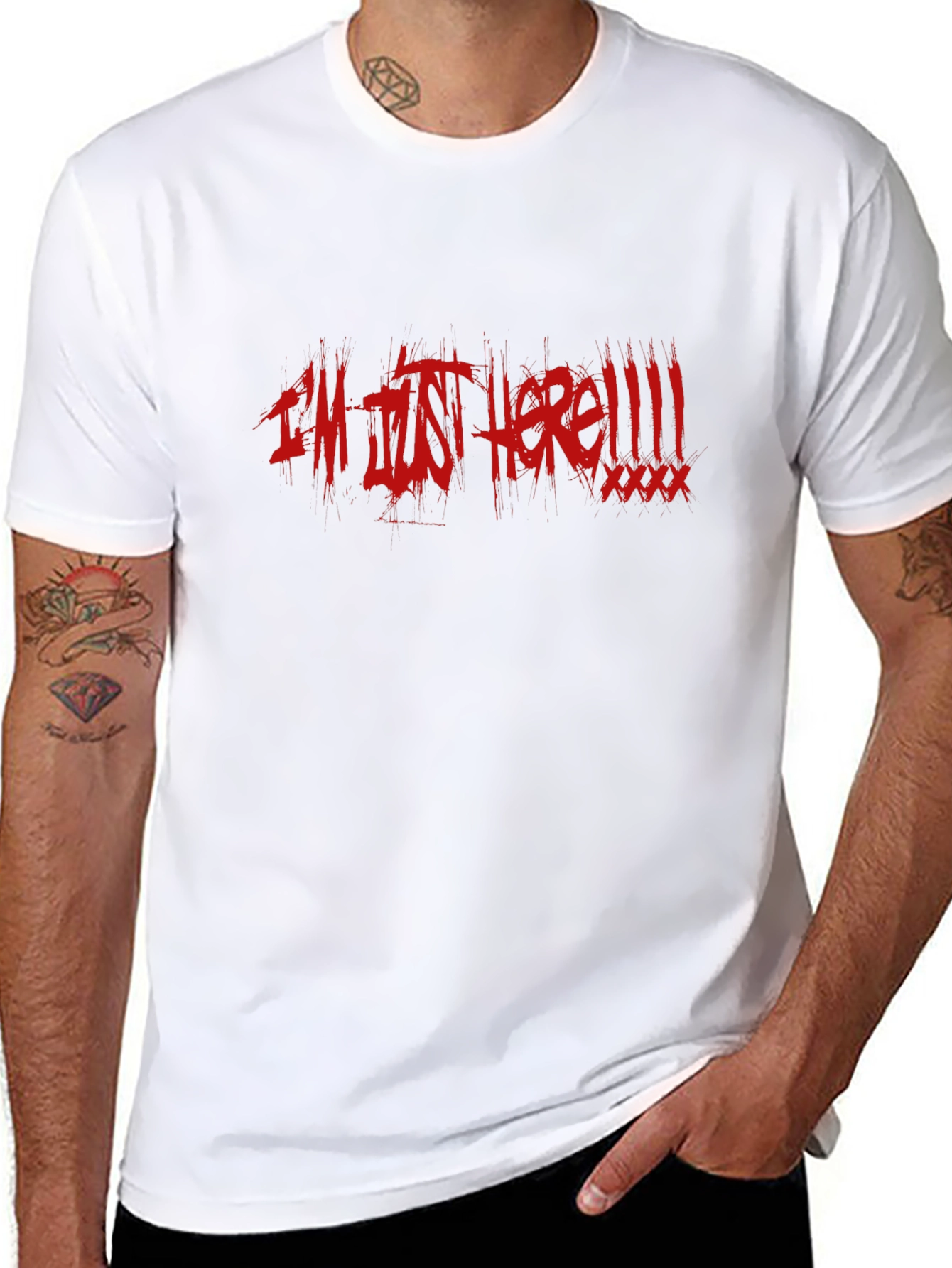 Im Just Here! Black Cotton Graphic Tee