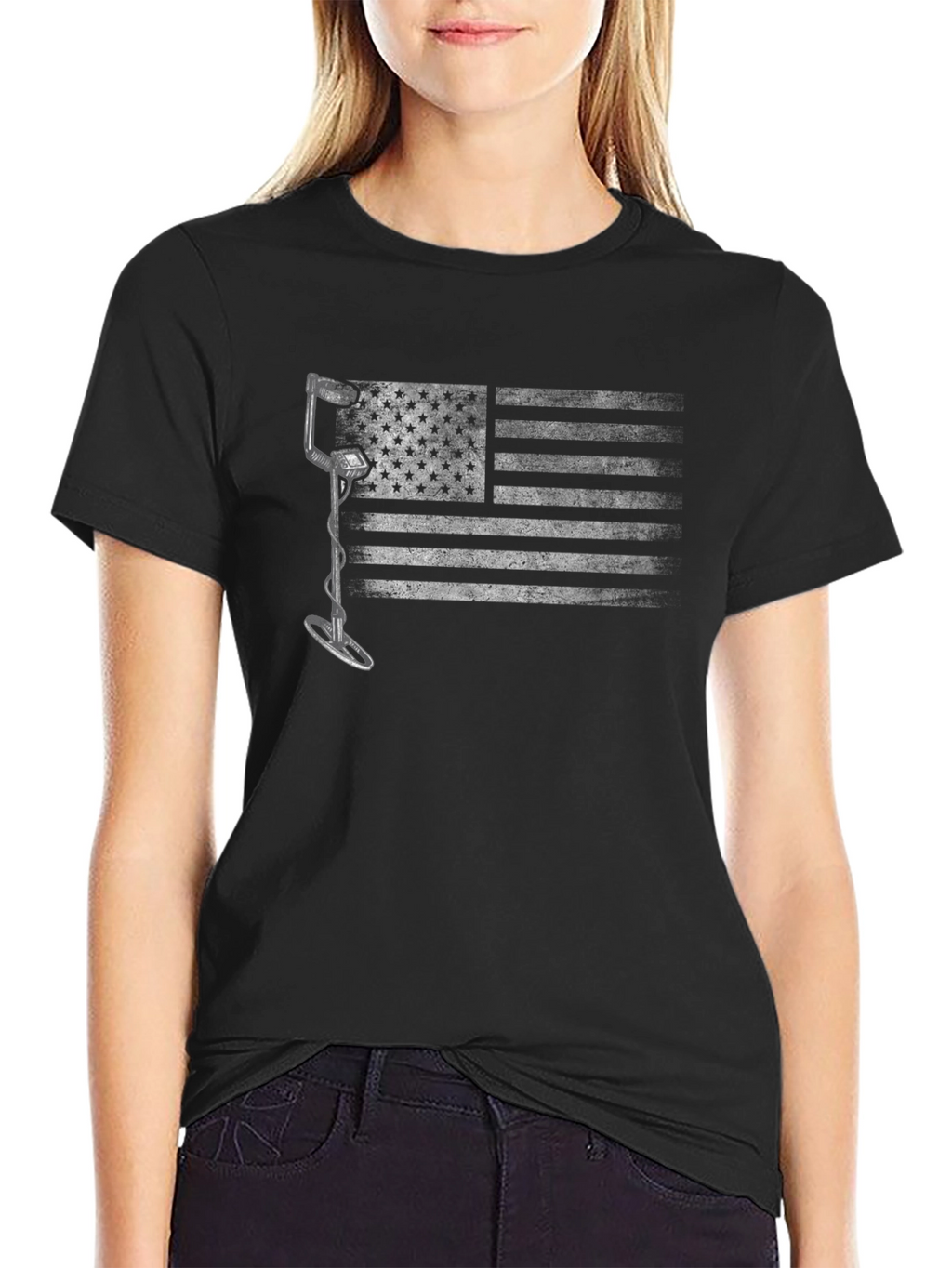 Metal Detecting American Flag T-Shirt