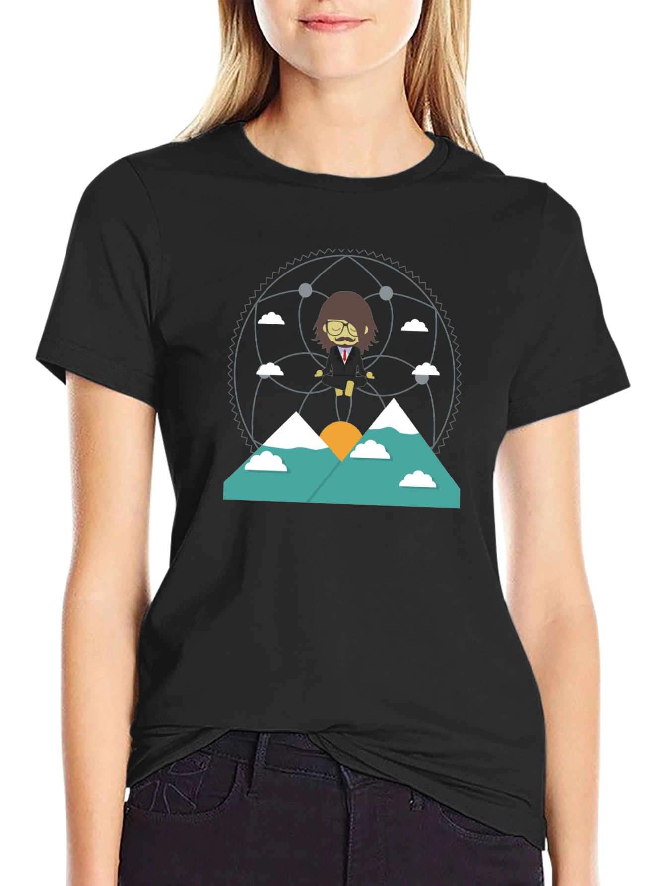Zen Mountain Cartoon Graphic Tee