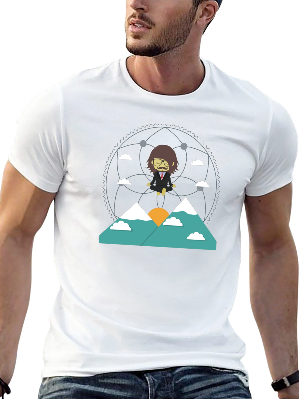 Zen Mountain Cartoon Graphic Tee