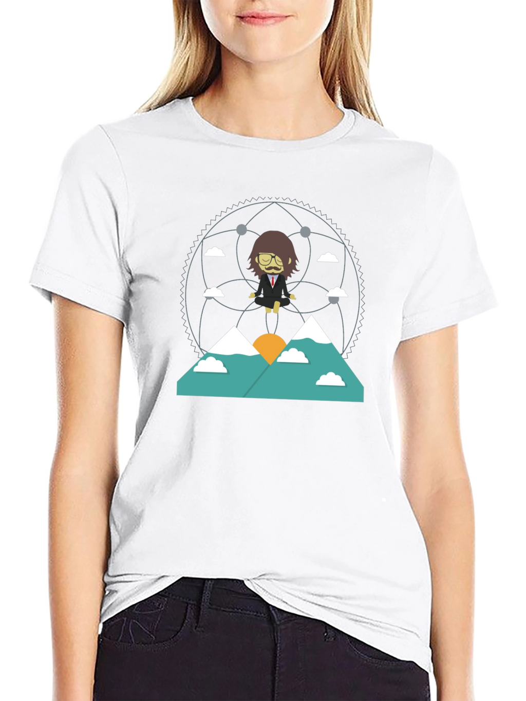 Zen Mountain Cartoon Graphic Tee